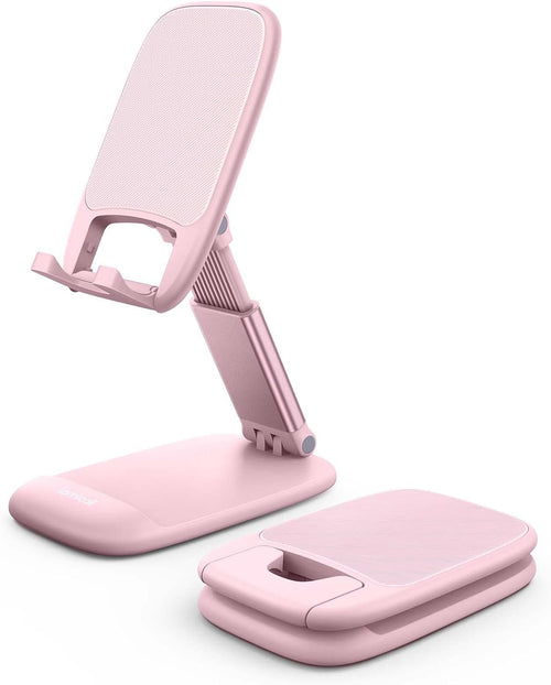 Lamicall Pink Phone Stand, Pink Desk Accessories - Rose Gold Pink Office Cell Phone Holder, for Desks, Desktop, Office Desk Accessories, Decor for Women, for iPhone, 4-8'' Phone