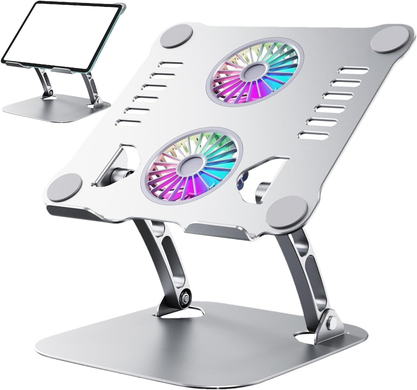 Laptop Stand Fan - Metal Laptop Cooling Stand, Adjustable Laptop Cooling Pad | Ergonomic Foldable Lifting Laptop Cooling Pad, Lifting Laptop Cooling Stand for Home Business, (53x8.46x11.81 Inches)