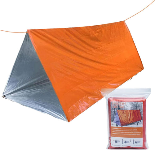 Survival Tent | Camping Survival Tent Kit | Lightweight Windproof Waterproof Lifesaving Gear, Tarp Sleeping Bag Thermal Sack Blanket for Hiking
