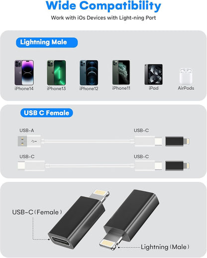 LERTOSEN [MFi Certified] USB C to Lightning Adapter,27W Fast Charging & Data Sync,Lightning to Type C Cable for iPhone 14/13/12/11/iPad/Airpods,Anti-Lost Holder,Not for Audio/Headphone/OTG,4 Pack