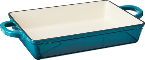 Crock Pot 112008.01 Artisan 13 Inch Enameled Cast Iron Lasagna Pan, Teal Ombre