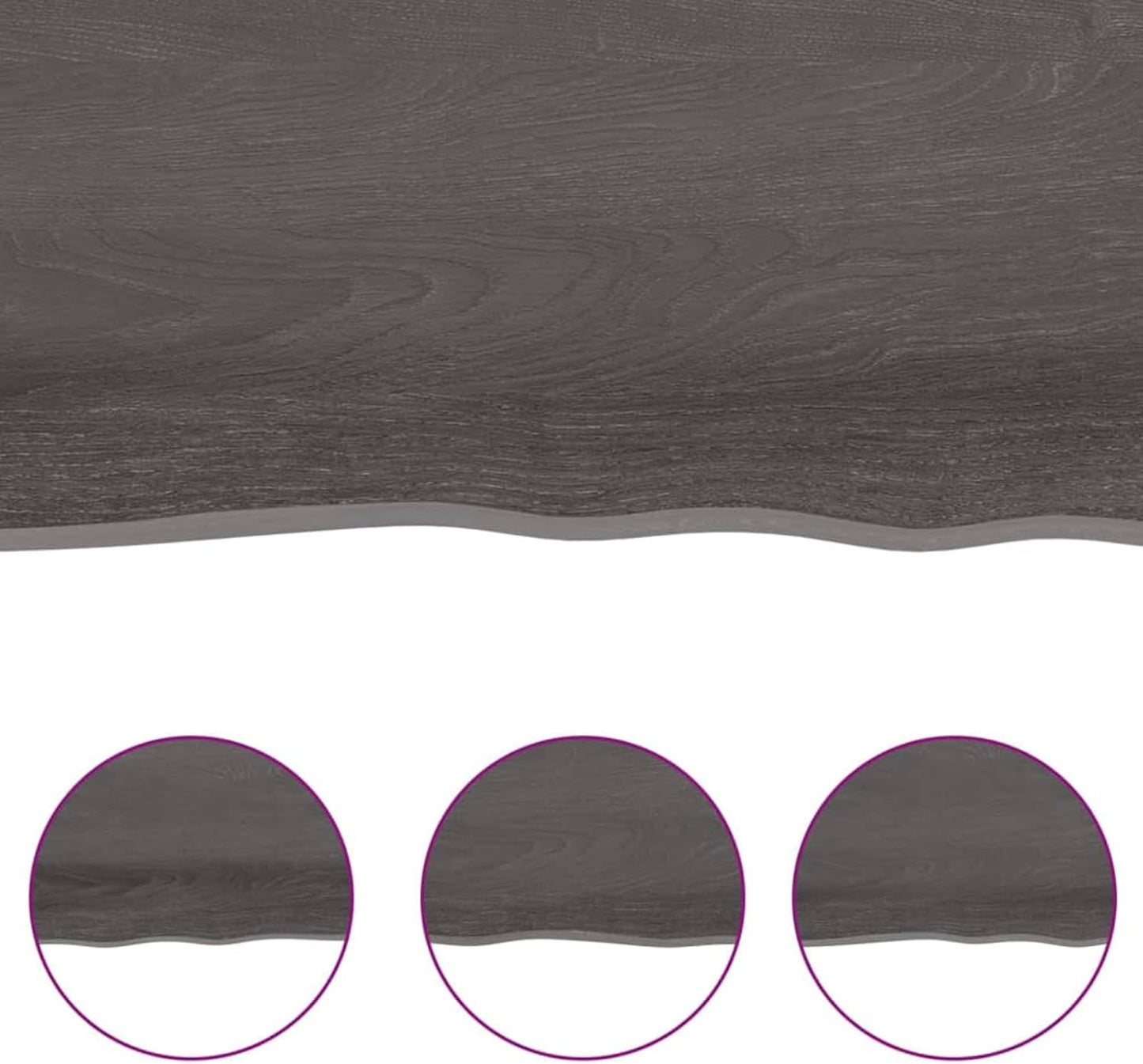 Solid Wood Tabletop Replacement, Dark Brown, 220 x 50 x (2-6) cm, Live Edge Design, Ideal for Kitchen Coffee Tavoli, Dining Tavoli, Oro Desktop Surfaces.