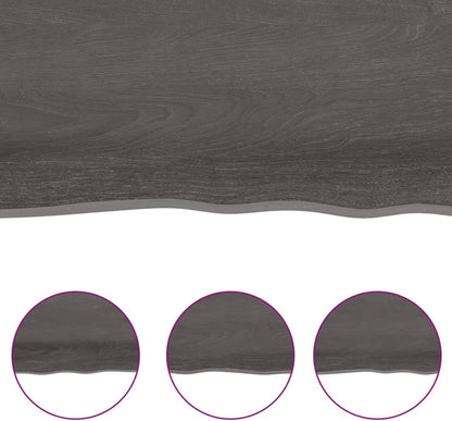 Solid Wood Tabletop Replacement, Dark Brown, 220 x 50 x (2-6) cm, Live Edge Design, Ideal for Kitchen Coffee Tavoli, Dining Tavoli, Oro Desktop Surfaces.
