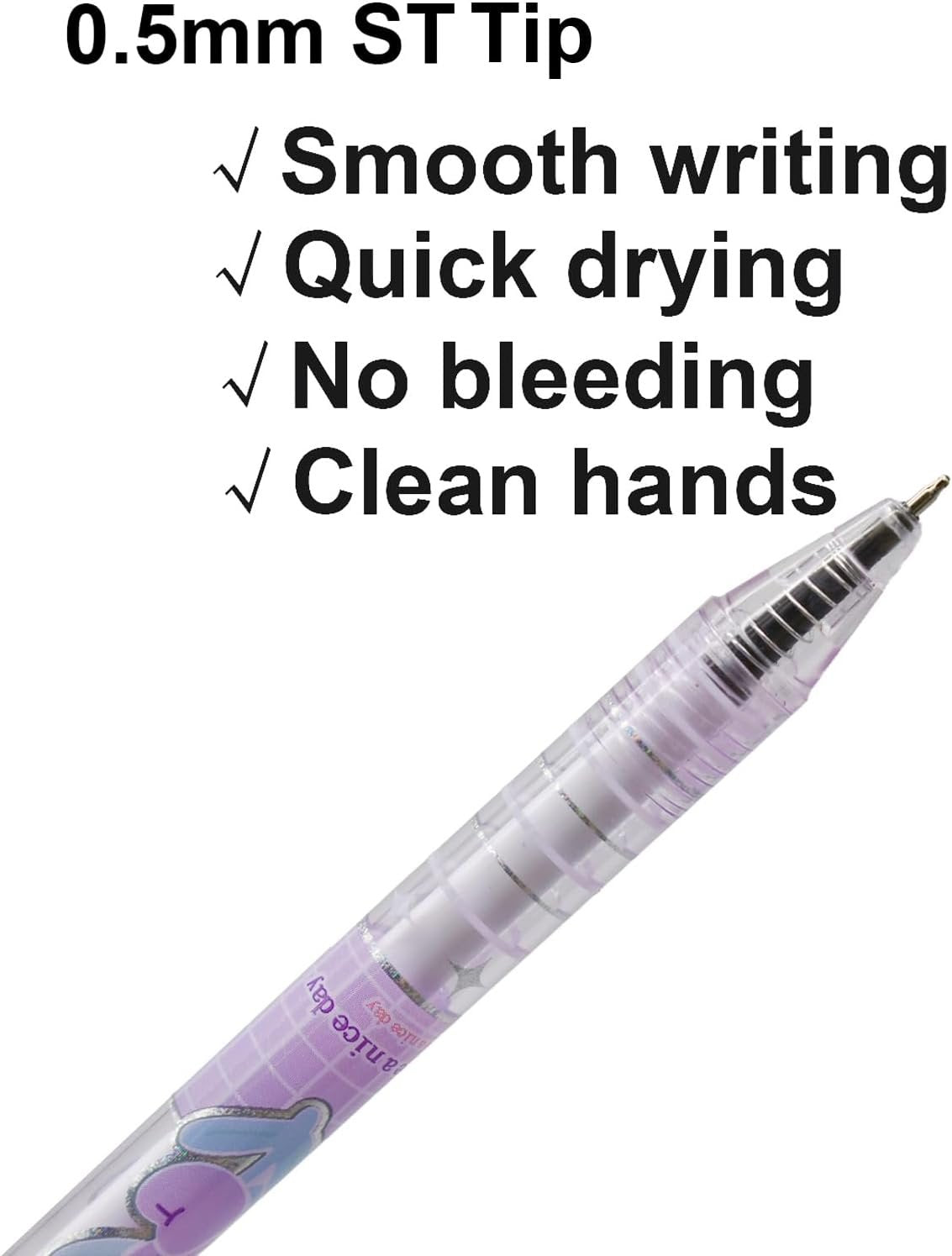 Maydahui 12PCS Erasable Cute Bling Tulip Gel Pens Retractable Romantic Purple Tulip Flower Print Pens Black Ink For Girls Women Home School Office Stationery Store