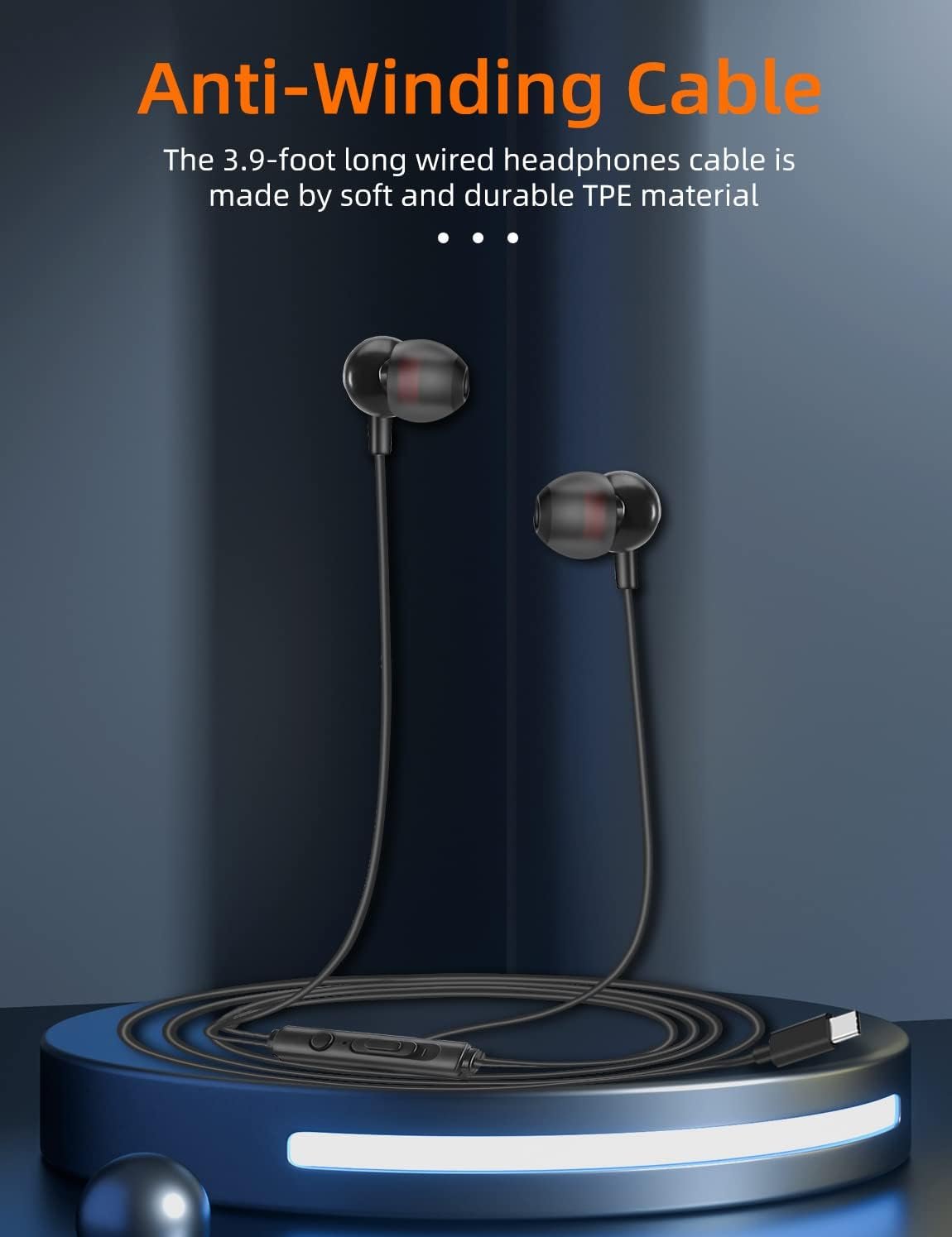 [2 Pack] MAS Carney TI3 Wired USB Type C Headphones, USB C Earbuds, Earphones with Microphone for Samsung S20, Huawei P30 P40, Oppo, Honor, Google Pixel and Other Smartphones with Type-C Interface