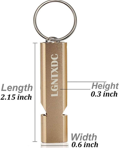 LGNTXDC 2 Pack Emergency Whistles, High Pitch Double Tubes Survival Safety Whistle with Keychain for Women Men Outdoor Camping Hiking Hunting Fishing Boating