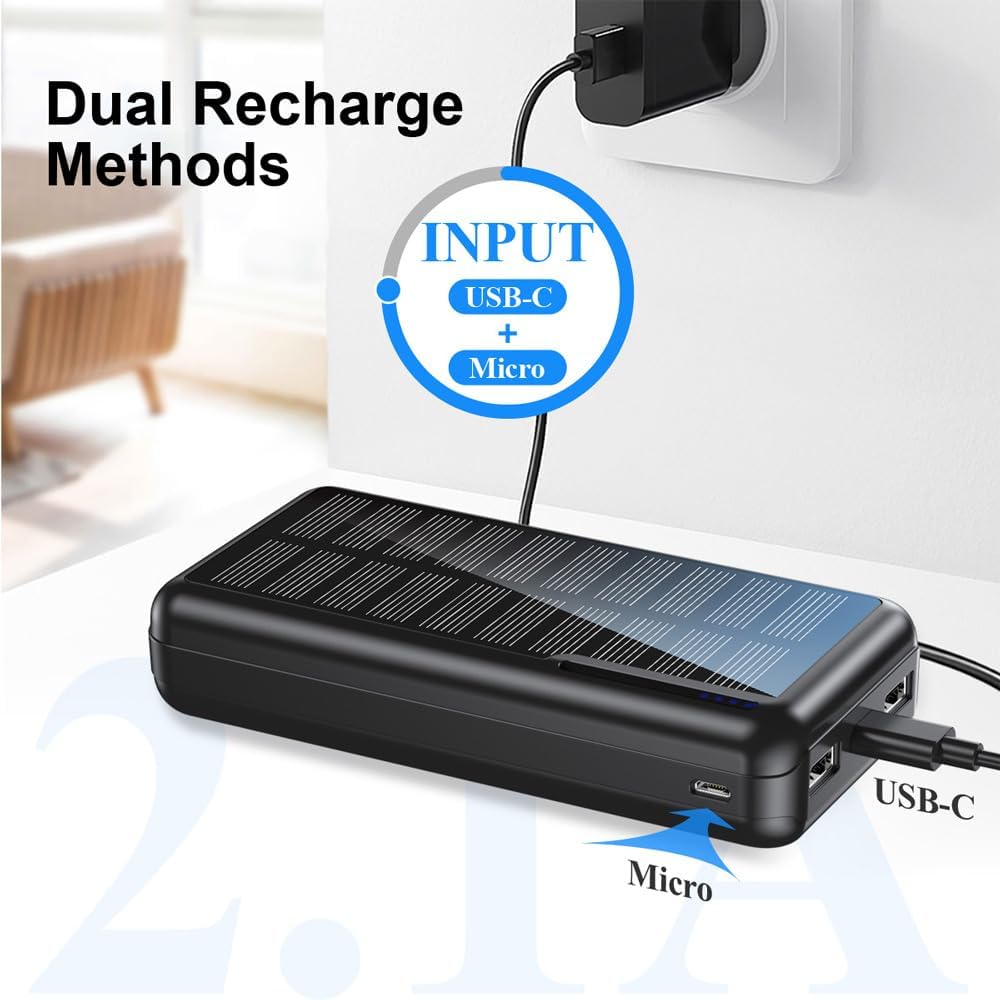 Yukaione Magnetic Wireless Solar Power Bank 20000mAh Fast Charging Portable Charger Compatible with Magnetic Phone Cases USB-C Waterproof Outdoor Battery Pack