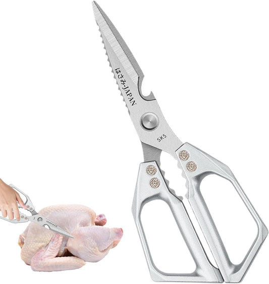 Powerful Kitchen Scissors For Chicken Bones - Stainless Steel Food Cutting Scissors With Bottle Opener And Walnut Cracker, Heavy Duty Kitchen Tool Cutting Shears For Poultry, Meat, And Bones