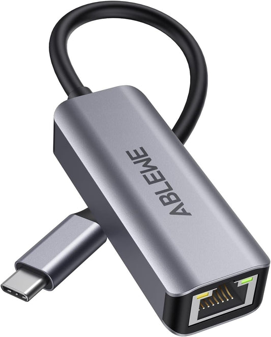 USB C to Ethernet Adapter,ABLEWE Type-C to RJ45 LAN Network Adapter Compatible for MacBook Pro 2019/2018/2017, MacBook Air, Dell XPS and More Type C Devices