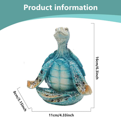 Sea Turtle Meditation Yoga Decor, Meditating Coastal Beach Decorations, Zen Yoga Resin Statue for Home Office Ornaments (Sit in Meditation)