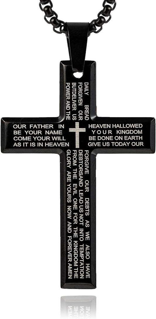KLIFOWDY Car Mirror Hanging Accessories of Bible Cross Pendant,Car Decor Rear View Mirror Accessories for Car Decorations,Car Accessories Interior for Men Women,Gift Packed (Silver05), Stainless