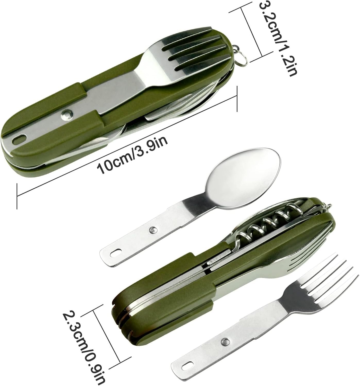 EZYoutdoor 7-in-1 Camping Utensils - Portable Stainless Steel Camping Fork Spoon Knife Set for Camping, Hiking, Picnics Outdoor Enthusiasts, and Travel - Essential Survival Utensil Tool Kit