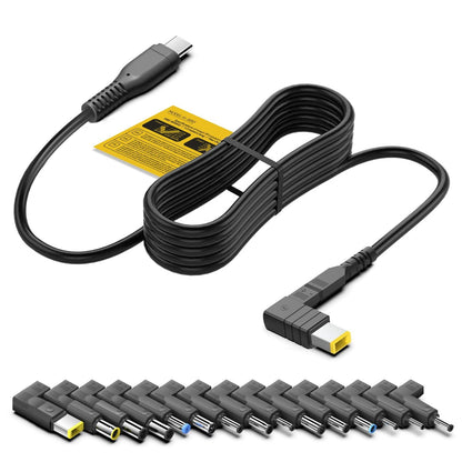 KFD PD USB-C to DC Plug Cable Charger 100W USB-C Power Adapter Power Cable 1.2M 15 in 1 Charging Cable for MacBook Pro 2020 2021, iPad Pro 2020, Pixel, Switch, LG, Mobile Phone Converter Type-C 20V 5A