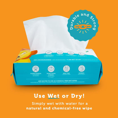 Whoopsie Wipes - 100% Pure Cotton Dry Baby Wipes - Use as Dry Wipes or Wet Wipes for Baby Sensitive Skin, Unscented - Super Soft, Strong & Absorbent (1 Pack)