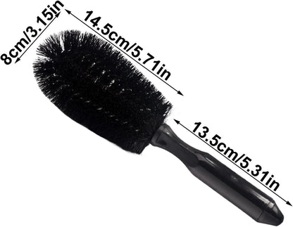 Tire Brush, Car Detailing Wheel Brush, 9.06 Inches Lightweight Round Head Antifreeze Handle, Vehicle Wash Tool for Motorcycles Minivans Sedans Rvs Cleaning, Black