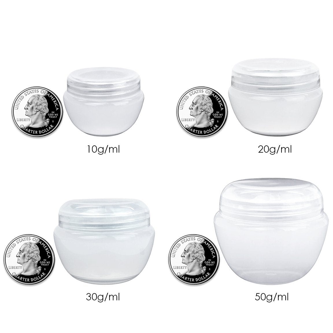 Beauticom 10G/10ML Frosted Container Jars with Inner Liner for Scrubs, Oils, Salves, Creams, Lotions, Makeup Cosmetics, Nail Accessories, Beauty Aids - BPA Free (72 Pieces, Gray)
