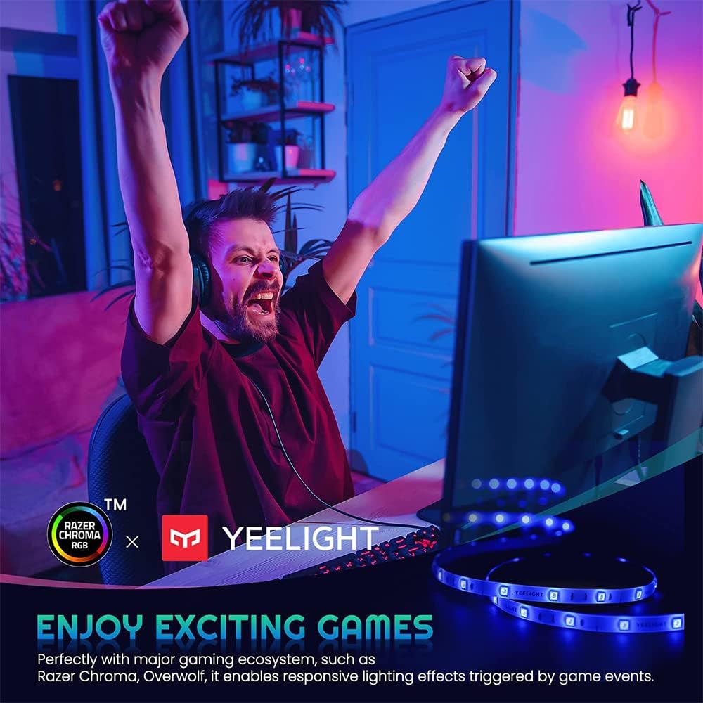 Yeelight 2M Smart WIFI LED Light Strip Plus Color Changing Bedroom Ceiling Outdoor Remote USB App Voice Control Alexa Tape