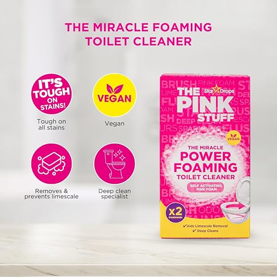 The Pink Stuff Bathroom Cleaning Kit – Cleaning Paste, Bathroom Foam Spray, Toilet Foaming Powder, SQeeZY Sponge & 3 Microfiber Cloths – Tough on Stains, Grease & Soap Scum – Deep Clean Essentials