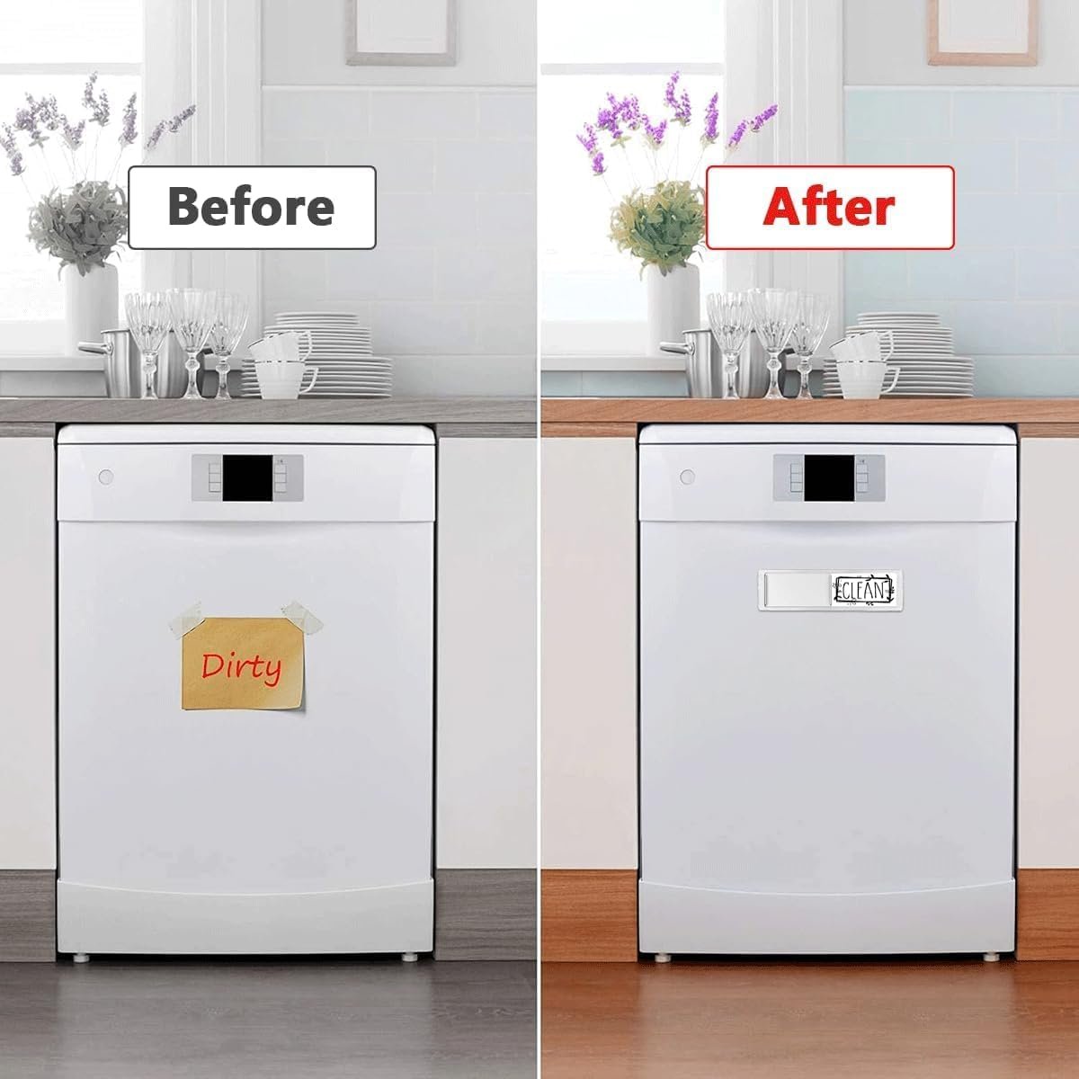 Stylish Dishwasher Magnet Clean Dirty Sign Ideal Clean Dirty Magnet for Dishwasher and Kitchen Organization - Lovely Kitchen Gadgets/Accessories - Nice Office, Farmhouse, Home Décor - Sliver
