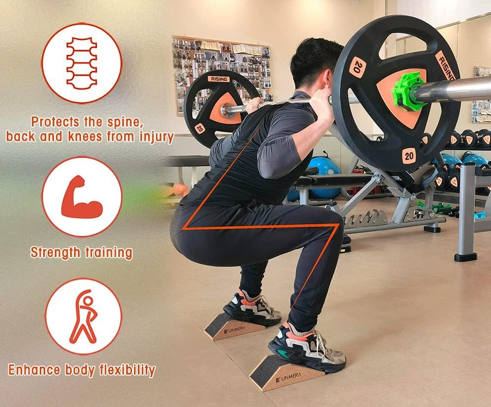 UNMERA Squat Wedge Block 2PCS Non Slip Professional Squat Ramp,Squat Platform for Heel Elevated Squats and Calf Raises