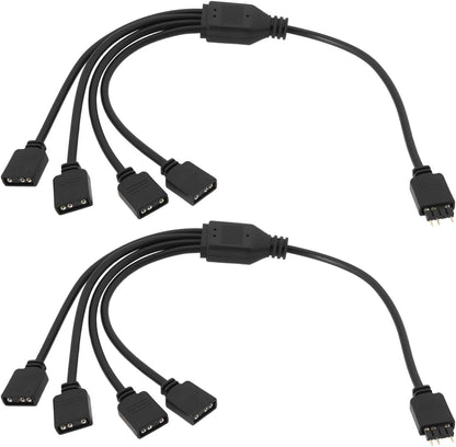 eMagTech 2Pcs Cable ARGB 3Pin 1 to 4 Female to Male Splitter Cable for Water Cooling Radiator Computer Case CPU Radiator Case Fan 5V 33cm
