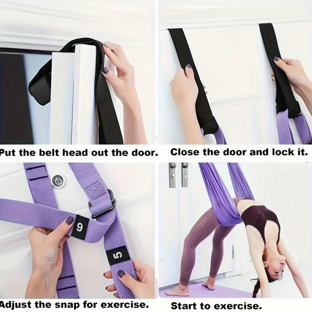ZBDZSW 1 pz Yoga Stretch Strap con Ancoraggio per Porta Pilates Fitness Training Rope Home Gym Equipment Adjustable Workout Stretch Strap