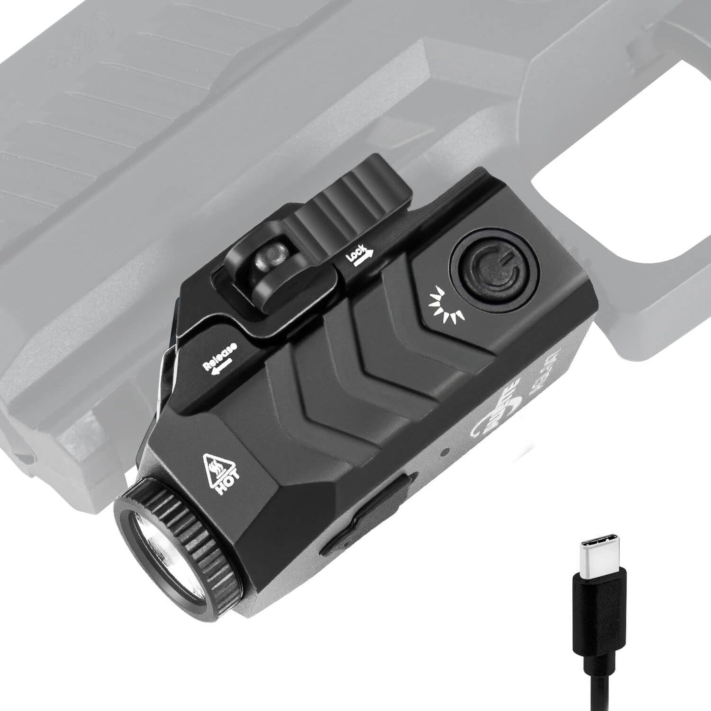 AULITE Tactical Flashlight Low Profile Quick Release,Compact Size,USB C Rechargeable for Pistol,Airsoft Light,Picatinny Mount