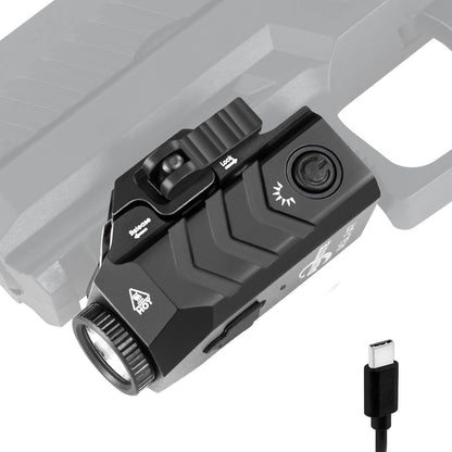 AULITE Tactical Flashlight Low Profile Quick Release,Compact Size,USB C Rechargeable for Pistol,Airsoft Light,Picatinny Mount