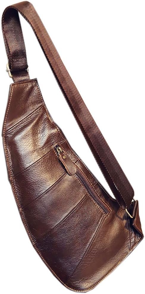 Leather Sling Bag Crossbody Backpack for Men Women Outdoor Travel Camping Shoulder Chest Day Pack Vintage Backpacks Daypack