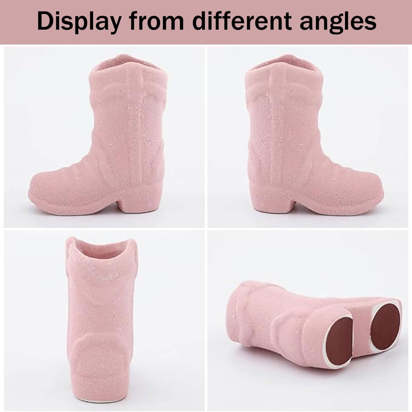 YQkangzhu Cowboy Boot Match Holder, Lovely Ceramic Boot Match Holder with Striker, Handmade Ceramic Match Box, Matchstick Holder, Cowgirl Western Match Jar for Home Bathroom Kitchen Interior Decor