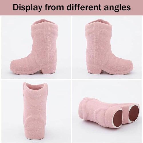 YQkangzhu Cowboy Boot Match Holder, Lovely Ceramic Boot Match Holder with Striker, Handmade Ceramic Match Box, Matchstick Holder, Cowgirl Western Match Jar for Home Bathroom Kitchen Interior Decor
