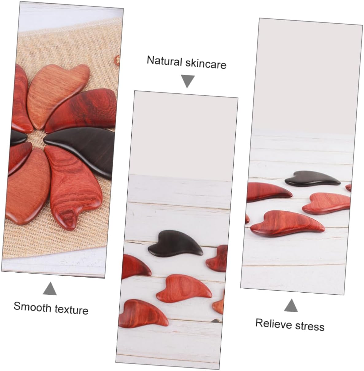 Baluue 3 pcs Wooden Scraping Plate Massaging Tool for Facial Use Ergonomic Design Smooth Texture for Safe