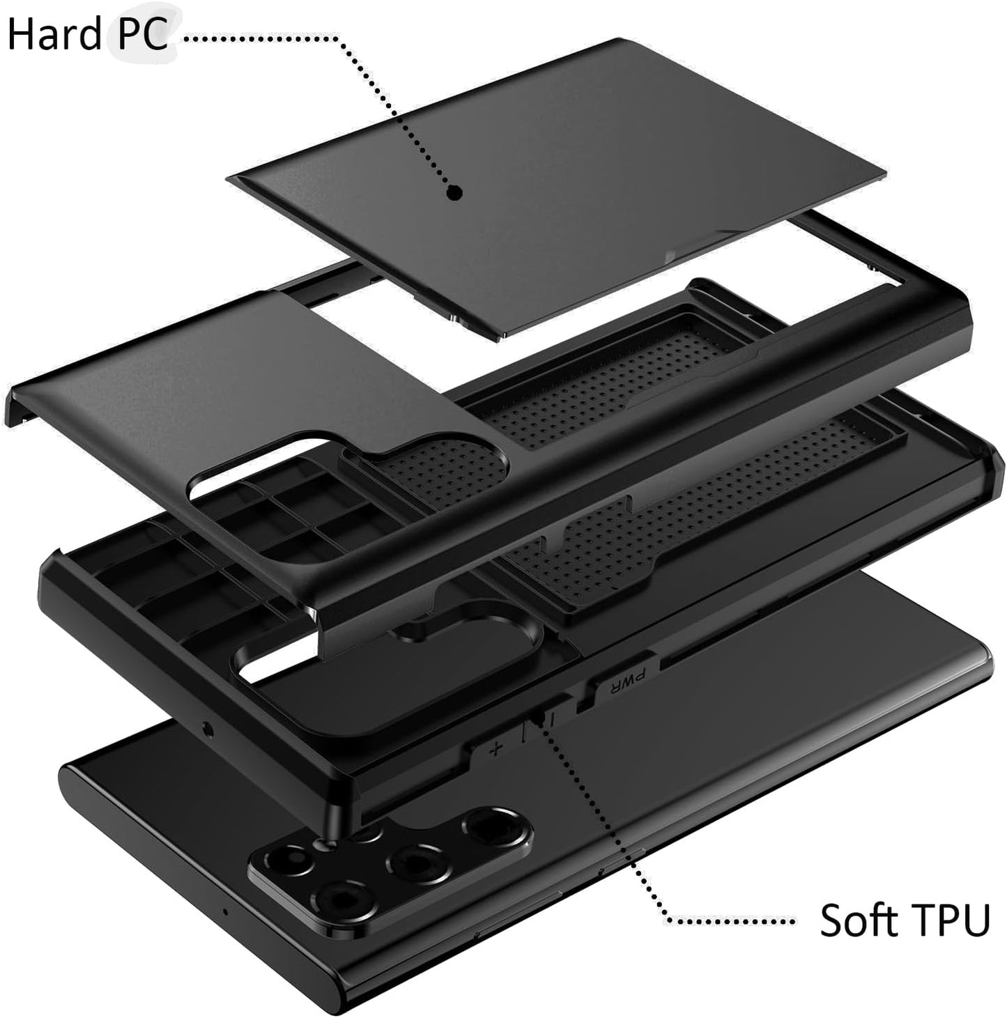 for Samsung Galaxy S25 Ultra Case Wallet, Built-in Card Holder (2 Cards) Military Grade Protection, Raised Edges Protect Screen, Shockproof Slim Case for Samsung Galaxy S25 Ultra 6.9"