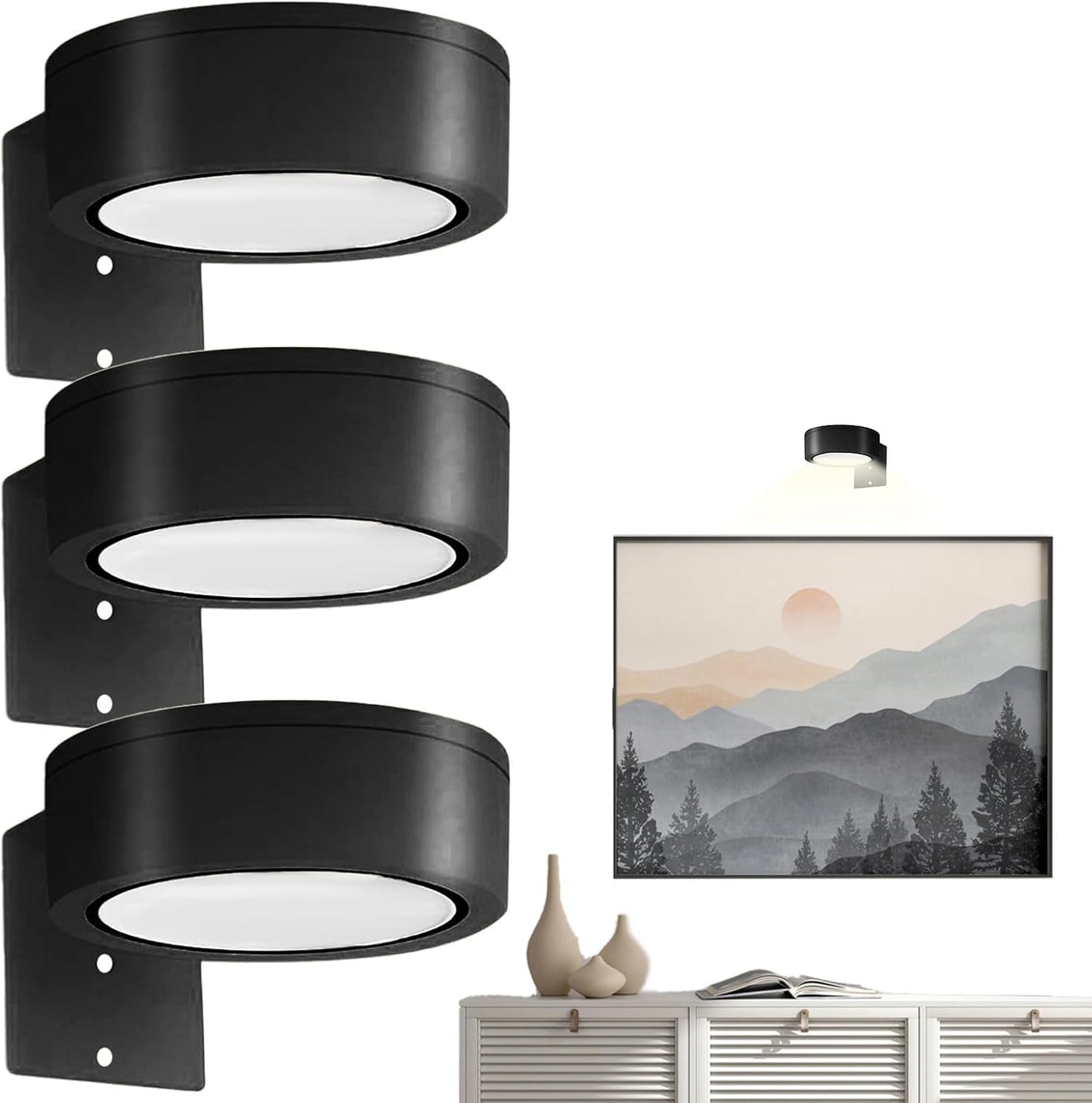 Qzdtue Wall Picture Lights, Smart Control Light, Cordless RGB Lighting, Adjustable Timer Feature, 3.39 x 1.18 inches, Perfect for Living Room, Bedroom, Dining Room Decoration