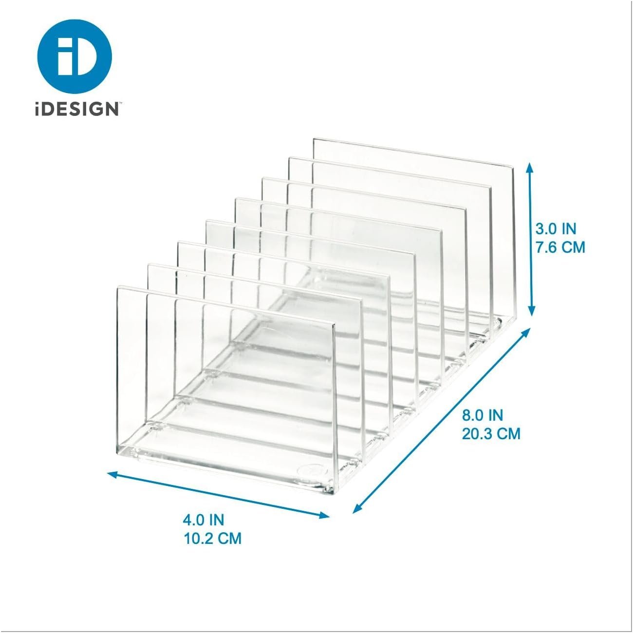iDesign Signature Series by Sarah Tanno 7-Compartment Makeup Palette Organizer, Clear/Matte White