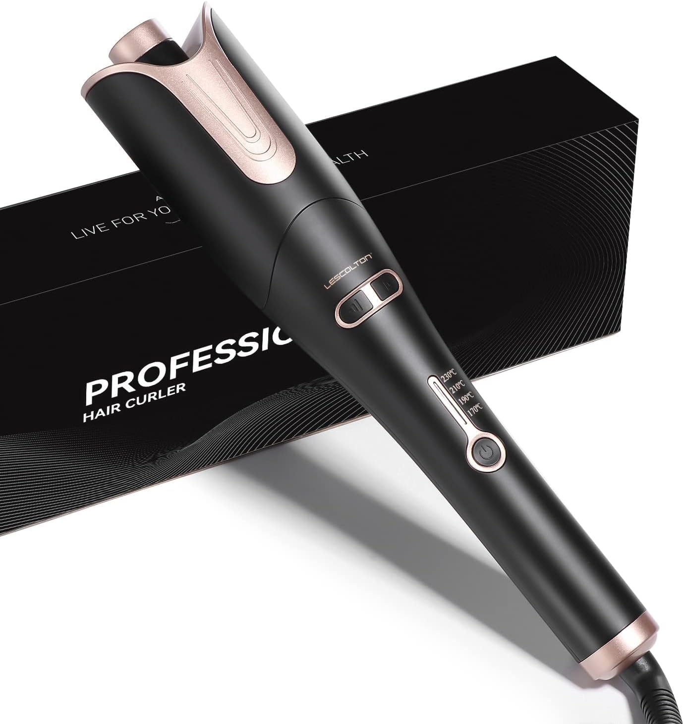 Professional Automatic Curling Iron, Smart Ceramic Curling Iron, 4 Temperature for Long or Short Dry Hair (Black)
