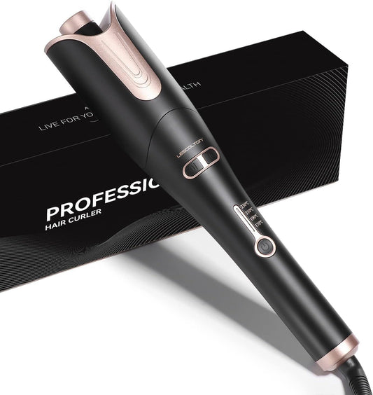 Professional Automatic Curling Iron, Smart Ceramic Curling Iron, 4 Temperature for Long or Short Dry Hair (Black)