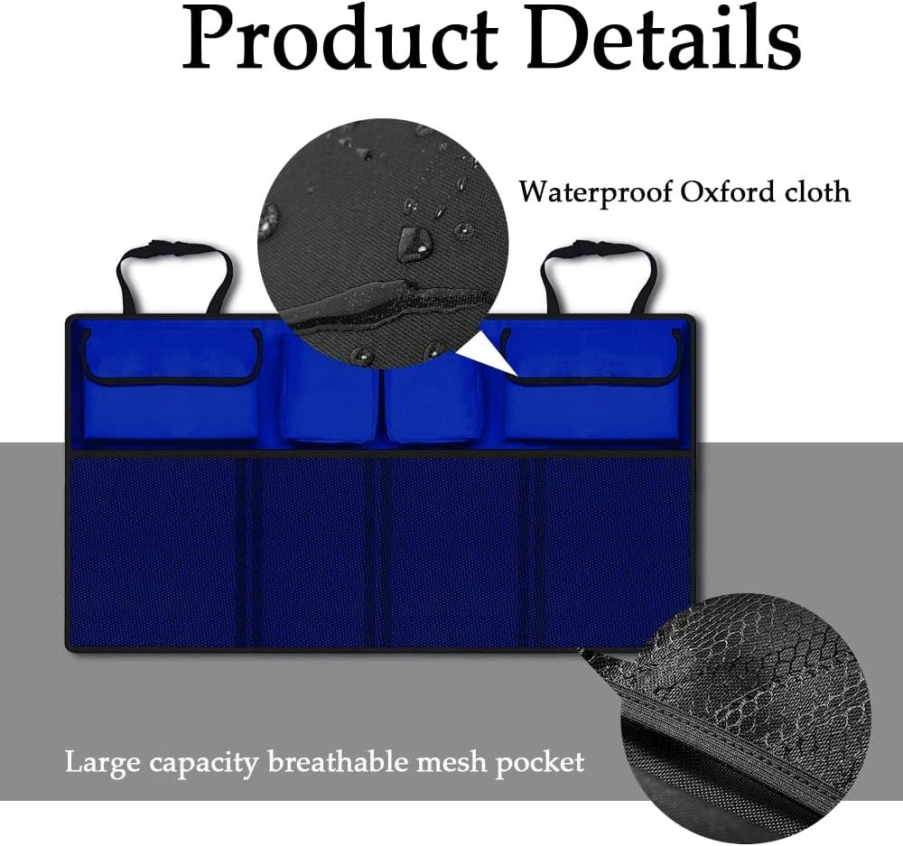 Car Trunk Organizer, Backseat Hanging Organizer, Auto Waterproof Sturdy Backseat Hanging Large Storage Collapsible Cargo Bag with 7 Large Compartments, Universal Car Interior Accessories for Man Woman