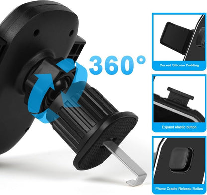 AXFEE Car Phone Holder, Universal Car Phone Holder Fits 4-7 Inch Phones, 360 Degree Rotation Flexible Car Phone Holder, Upgraded Hook and Release with One Button