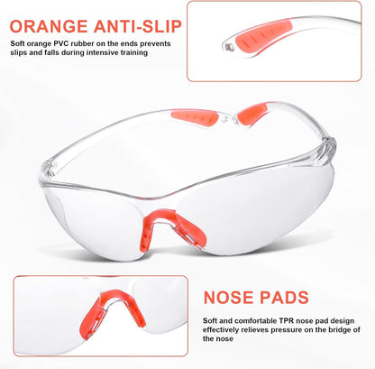 Clear Safety Glasses Eye Protection, Safety Glasses for Men & Women, Clear Eye Protection Glasses Protective Glasses, Eye Protection Goggles with Nose and Ear Grips for Work(12Pcs)