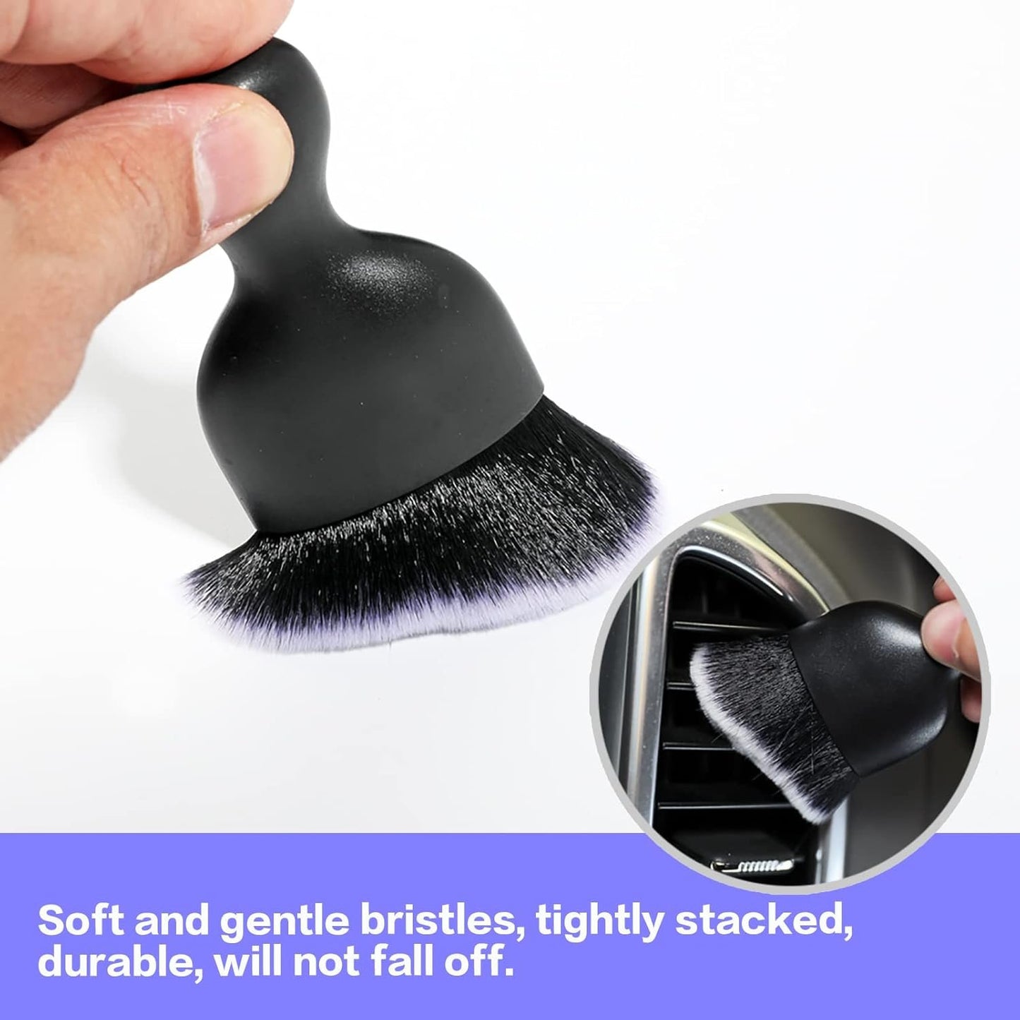 AOCISKA Car Interior Detailing Brush,Soft Bristle Cleaning Brush Car Detailing Brush Dusting Brush,Car Interior Cleaning Tool,Auto Detail Brush Car Dash Duster Brush (Black) (QXS002)
