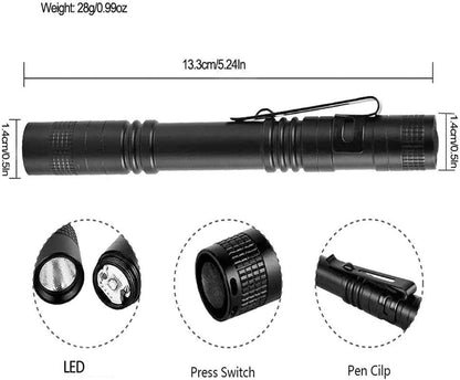 4 Pcs 1000LM LED Penlight Flashlight Tactical Torch with Clip,Portable Mini Penlight, Small Waterproof Flashlight for,Check, Work, Repair and Security Night Patrols(13.3 cm) (4 Pack)