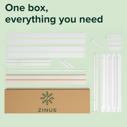 Zinus Bamboo King Single Bed Frame Wooden Bed White | Timber Slats, Strong Solid Wood, Mattress Base | 5Yrs Warranty | Bedroom Furniture with Storage Space