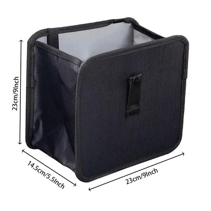 Car Trash Can Foldable Hanging Waterproof Leakproof Storage Garbage Bag Vehicle Garbage Can for Car Interior Accessories with Large Capacity Bin (Black, 9Inch)
