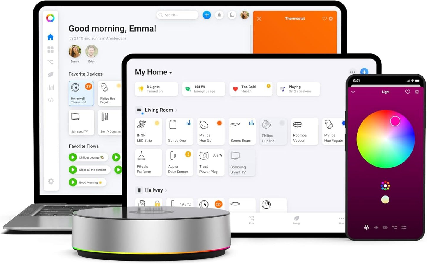 Homey Bridge | Smart Home Hub for Home Automation. Features Z-Wave Plus, Zigbee, Wi-Fi, BLE & Infrared. Compatible with Amazon Alexa & Google Home.