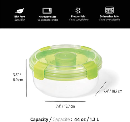 STARFRIT Easy Lunch Salad Container - Removable Tray and Dressing Container - 44oz/1.3L - Airtight & Leakproof - 4-Sided Locking Lid