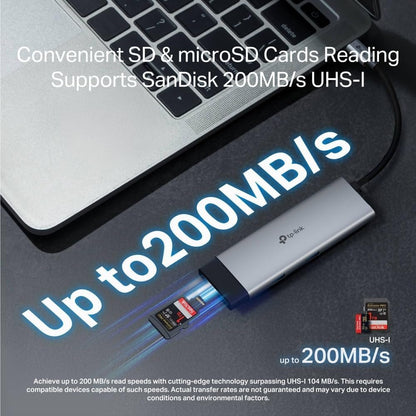 TP-Link 7-Port USB-C Hub (UH7020C): 4K HDMI, 100W PD Charging, 5Gbps Data, Dual SD/microSD Slots, Aluminum Case, Plug & Play for Windows, Mac, iPad, Android, Nintendo.