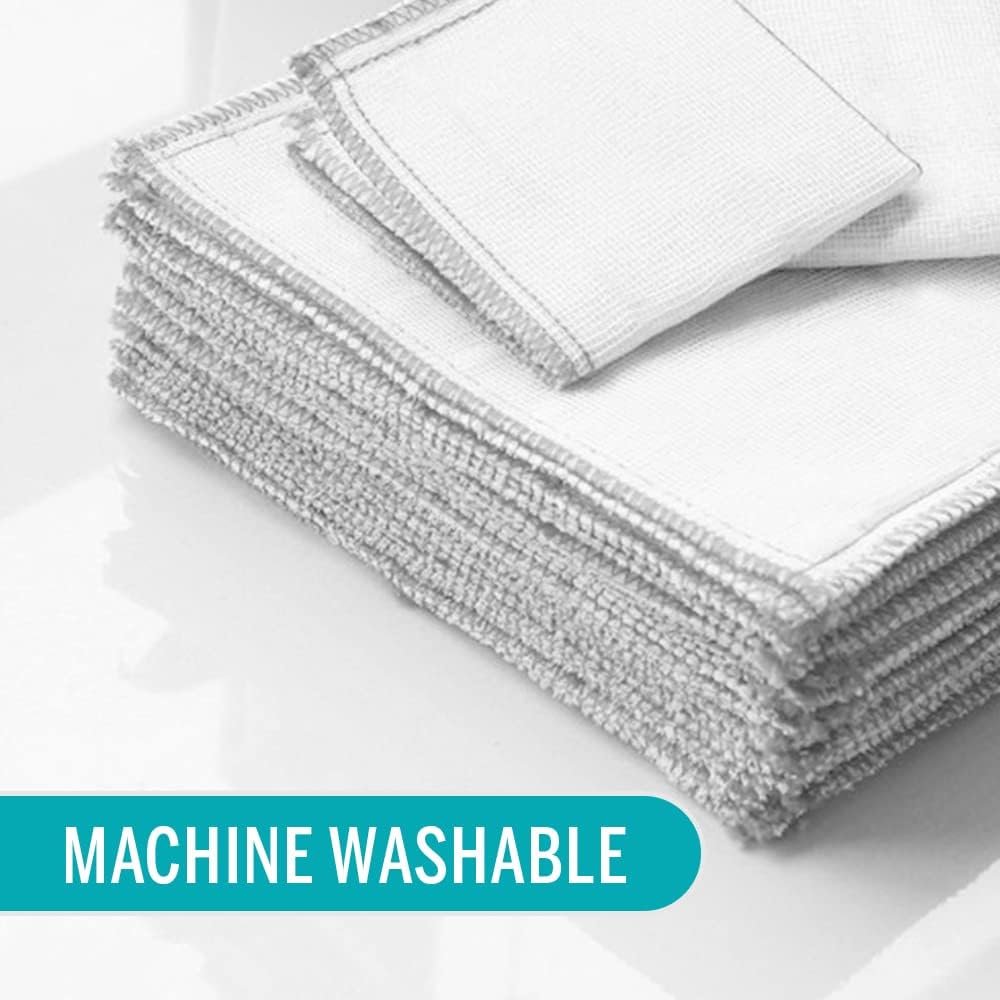 Molly's Marvelous Wood Fiber Cloths – 6-Pack Super Absorbent 8-Layer Dish Cloths, Reusable & Washable, White Microfiber (11.8" x 11.8") for Kitchen, Bath & All Surfaces