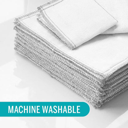 Molly's Marvelous Wood Fiber Cloths – 6-Pack Super Absorbent 8-Layer Dish Cloths, Reusable & Washable, White Microfiber (11.8" x 11.8") for Kitchen, Bath & All Surfaces