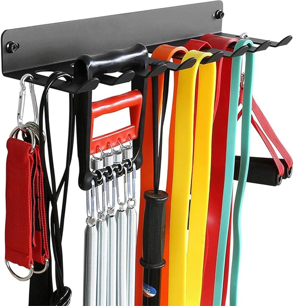 Multi- Gym Storage Rack,Hook Heavy-Duty Steel Gym Organizer Wall Mount Hanger for Home and Pro 17 Inches Black